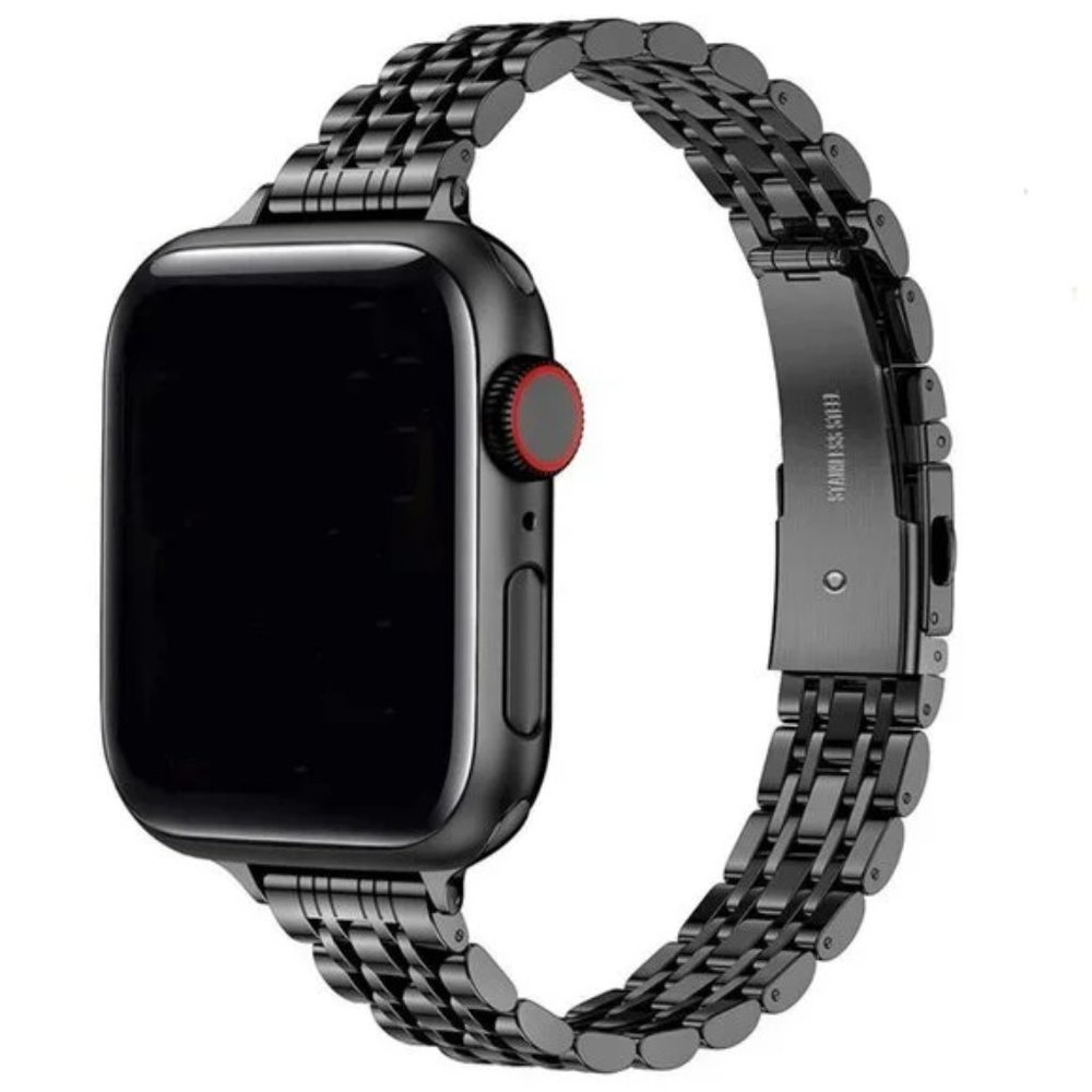 NEW Slim Strap Chain Stainless Band For Apple Watch - BLACK